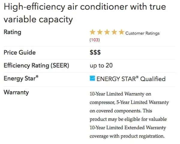 xc20 specs Lennox Air Conditioners