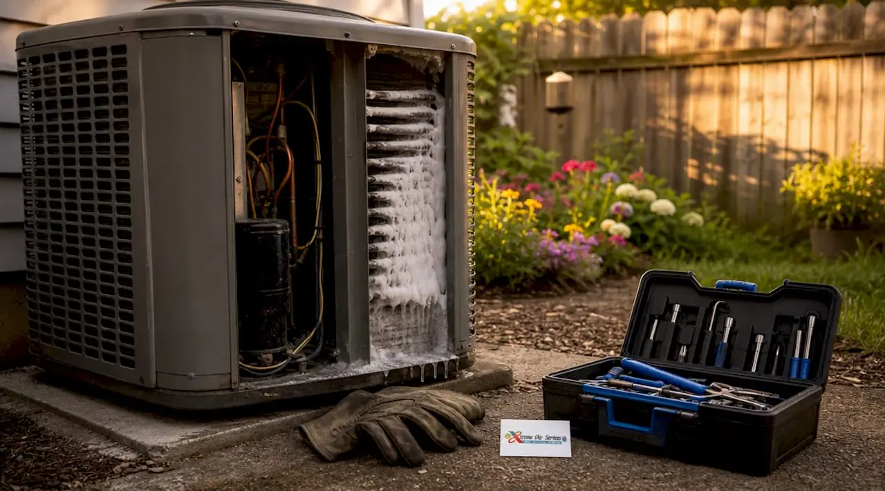 Frozen evaporator coil on residential AC unit