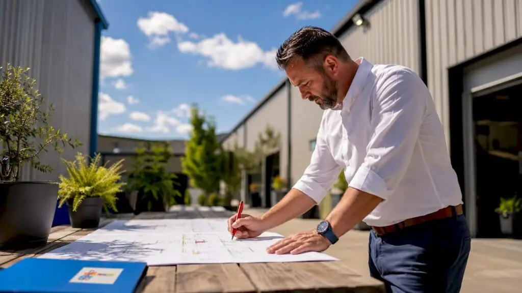 Facility manager reviewing maintenance reports