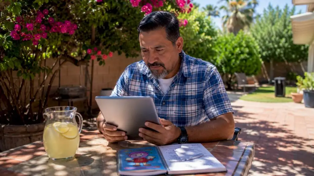 Man researching HVAC services at home