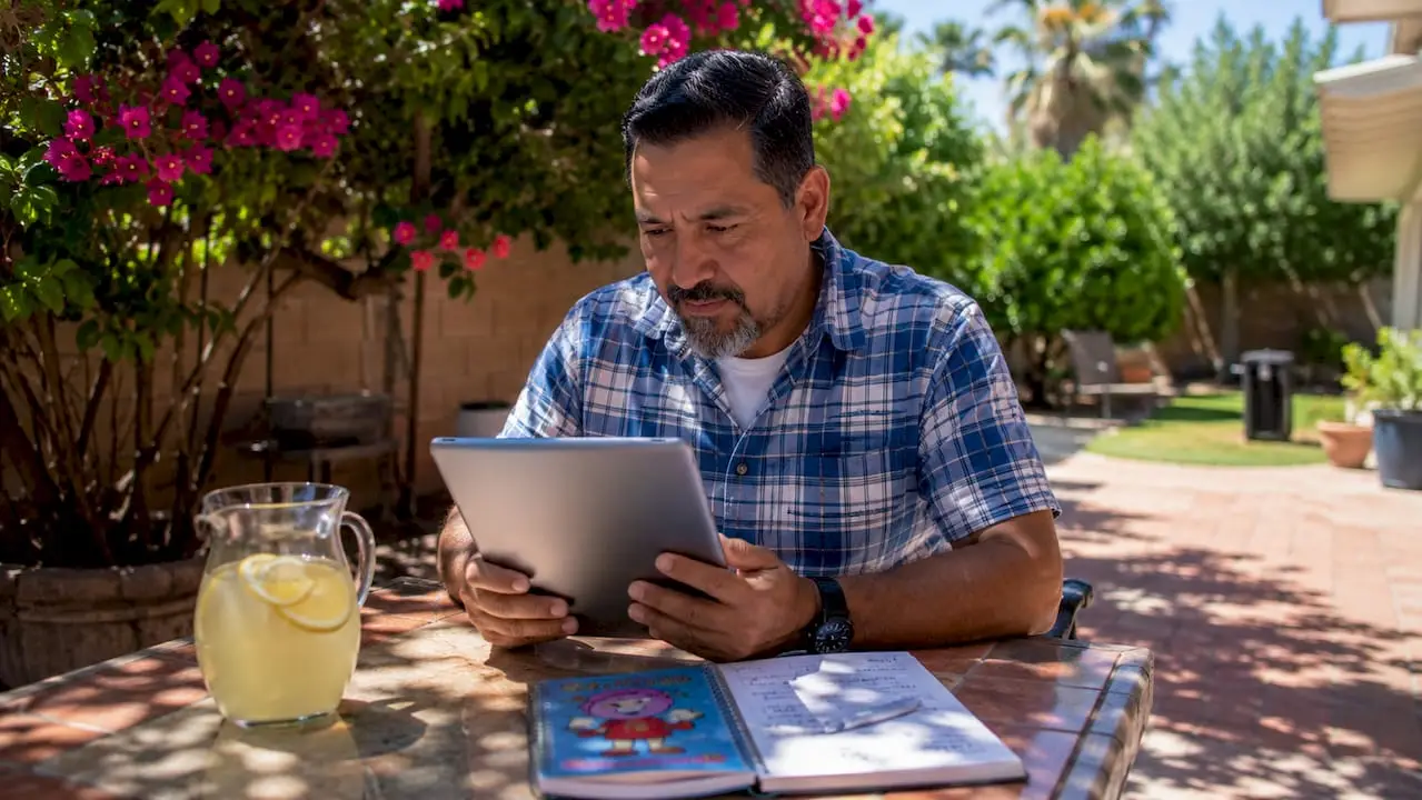 Man researching HVAC services at home
