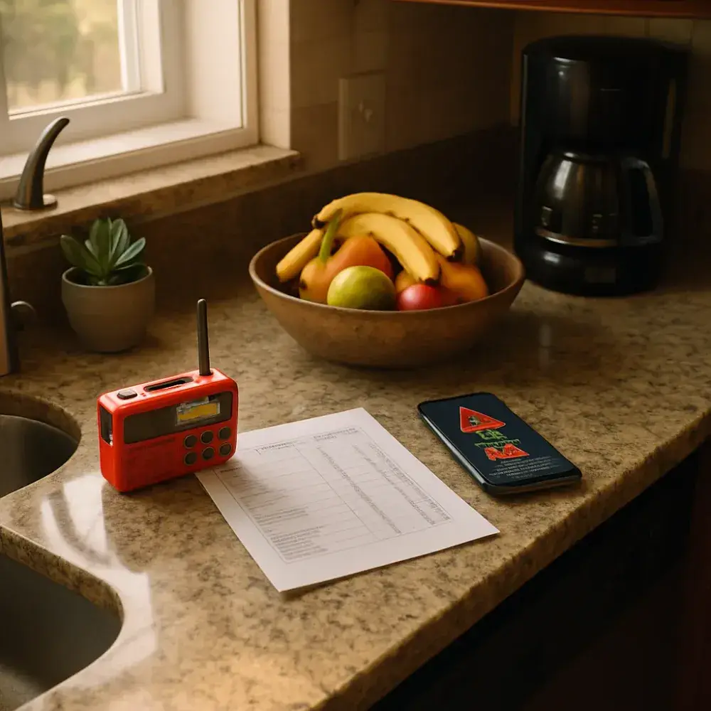 Kitchen counter with outage alert after home backup power assessment in Sunnyvale