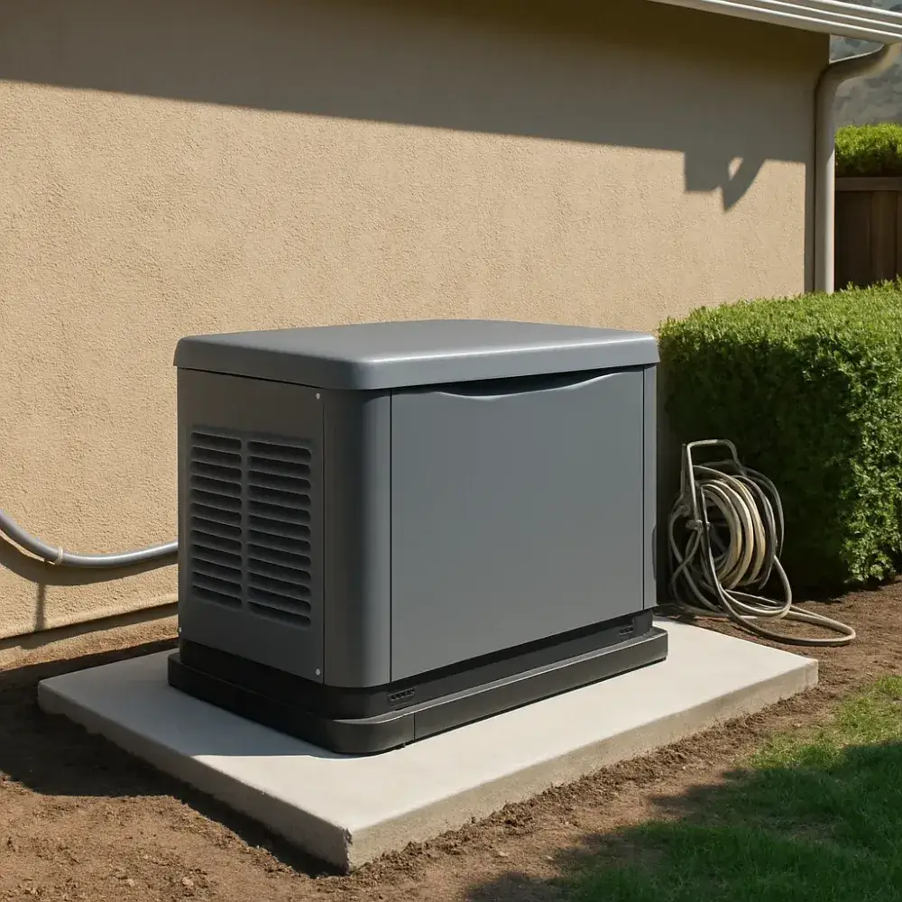Installed standby generator outside Sunnyvale home after backup power assessment