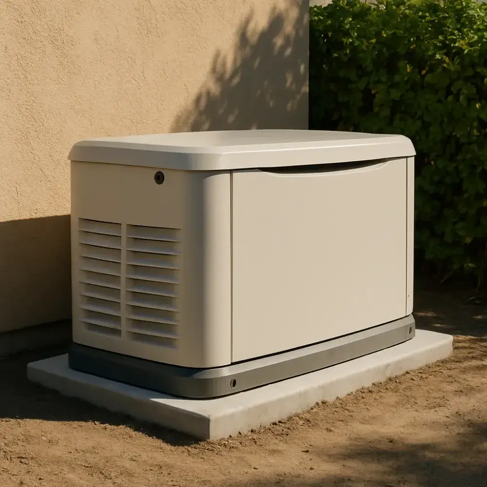 Clean standby generator after completed maintenance service at Sunnyvale residence