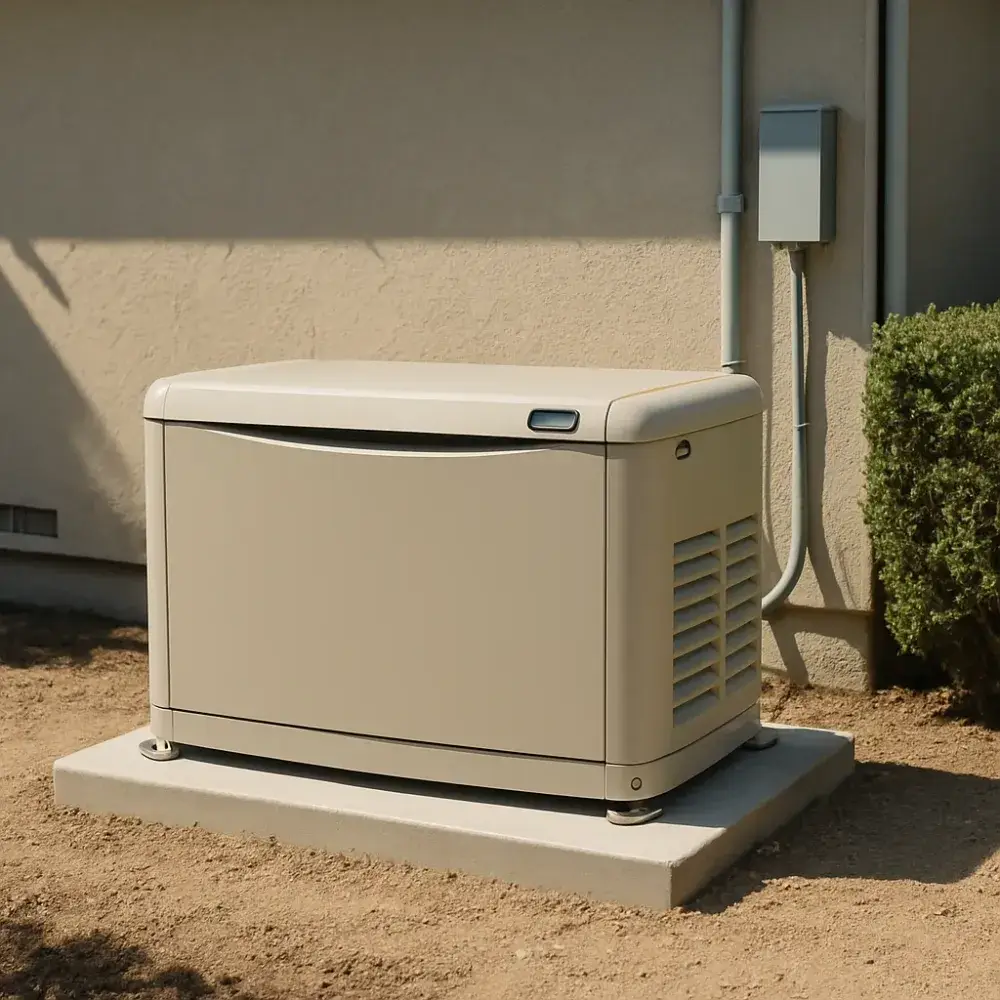 Finished standby generator installation outside a Sunnyvale home after sizing consultation