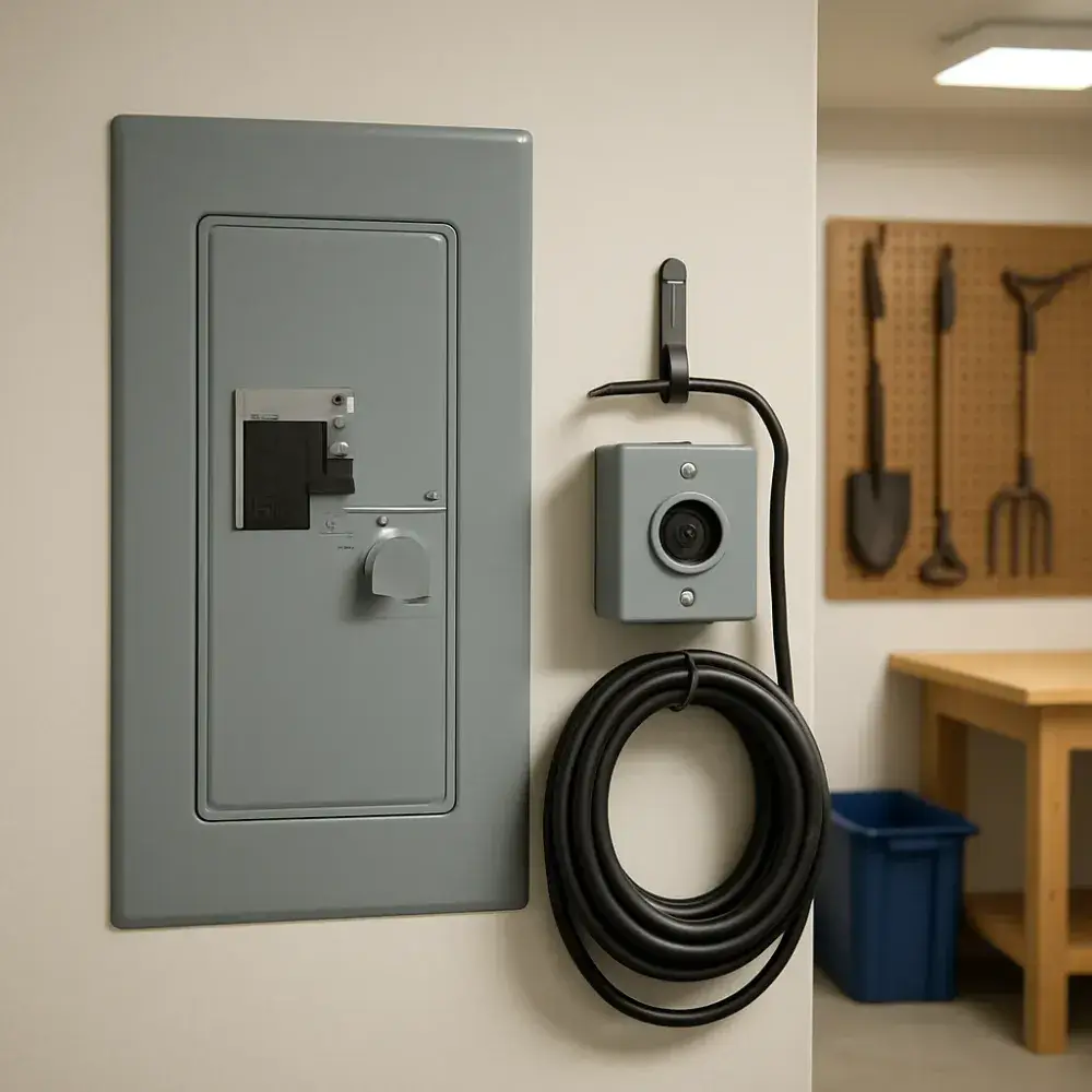 Finished interlock kit panel after generator hookup installation in Sunnyvale