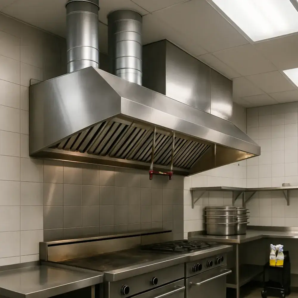 Commercial kitchen exhaust hood installed in Sunnyvale restaurant by mechanical contractor