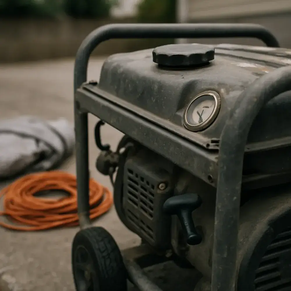 Portable generator on driveway shows why it needs different service than standby units