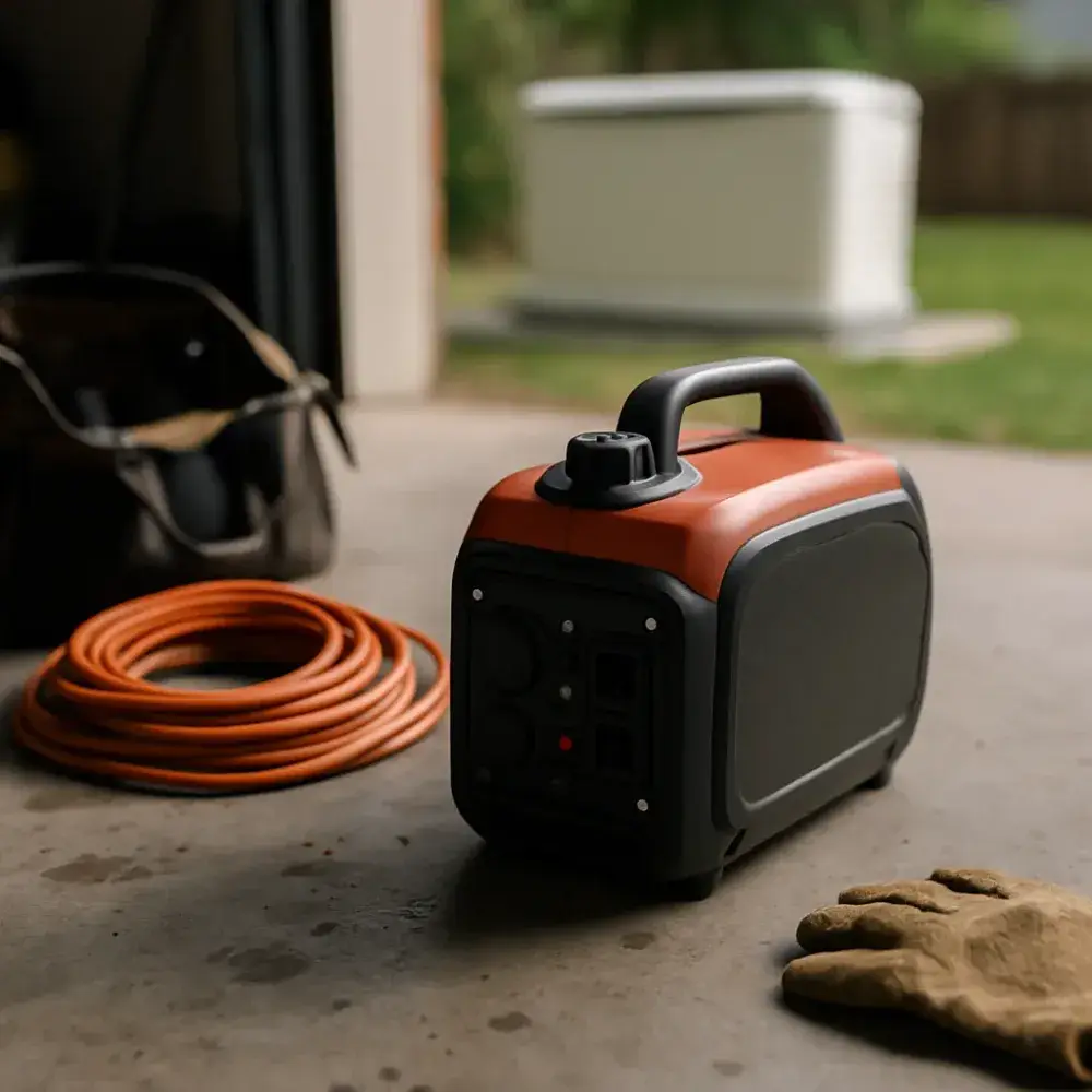 Portable generator compared to standby unit pad for Sunnyvale home backup