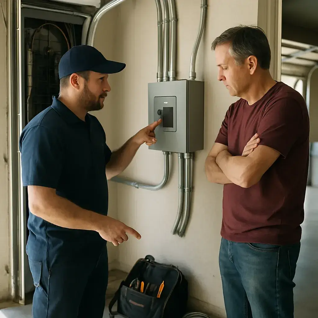 Contractor explains transfer switch installation cost to Sunnyvale homeowner