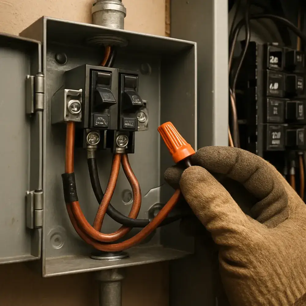transfer-switch-wiring-panel-cost-driver-closeup Close-up of transfer switch wiring showing cost-driving installation components