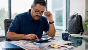 Homeowner reviewing HVAC system quotes