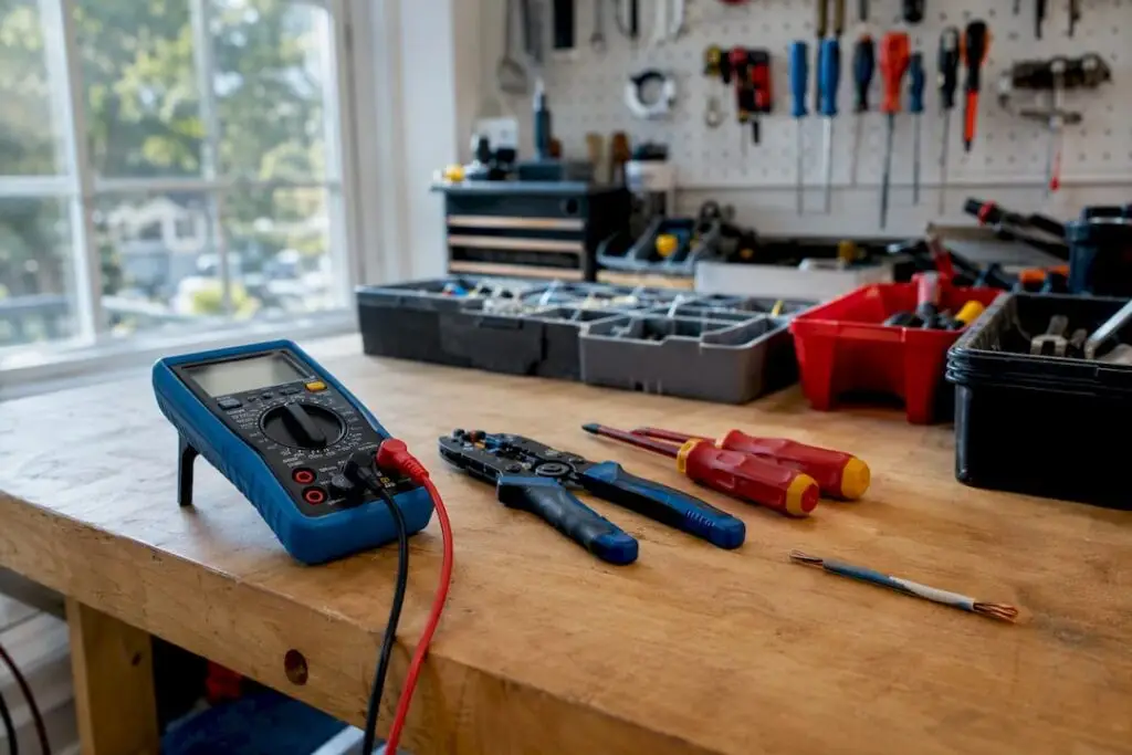 Electrical testing tools in a drawer