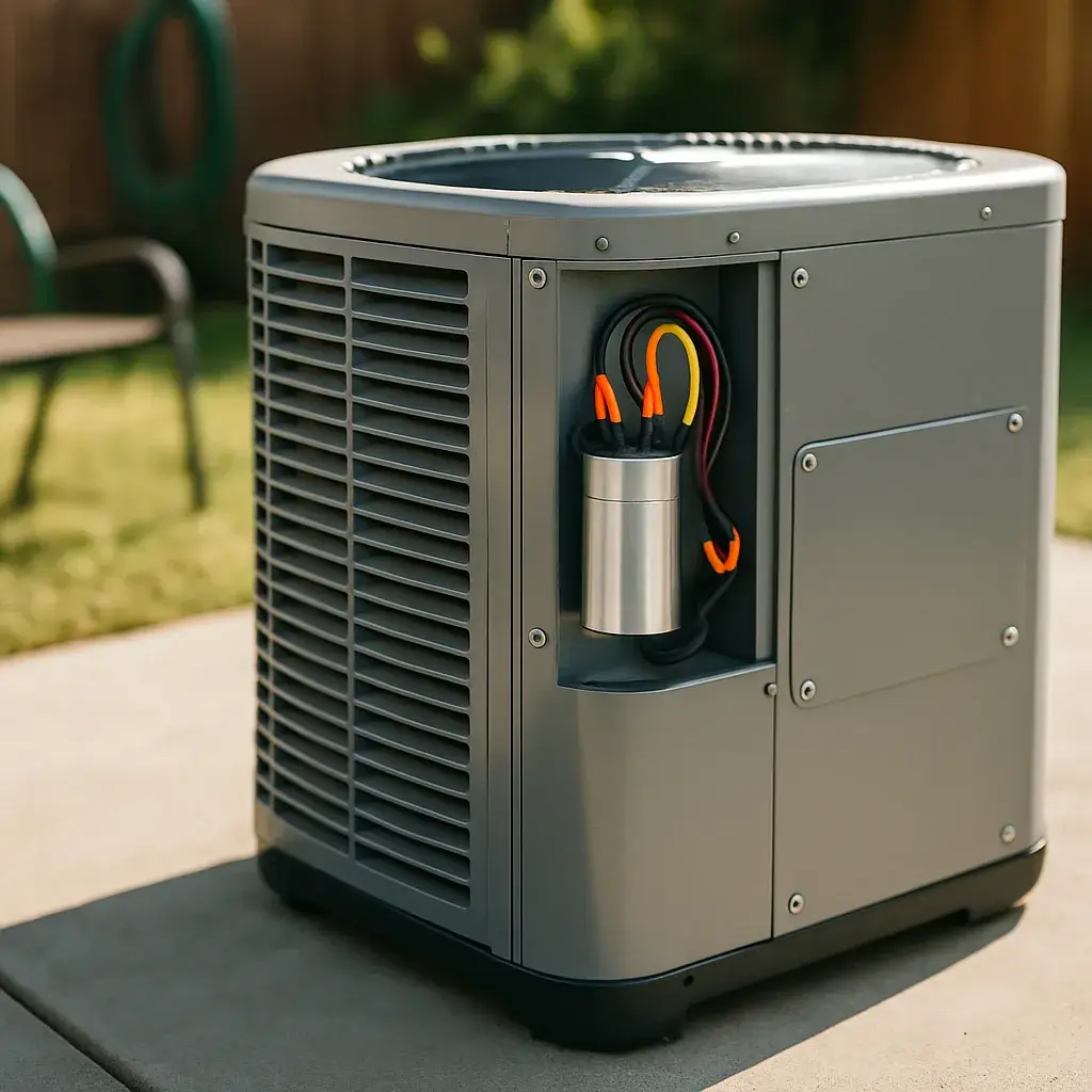 ac-unit-repaired-after-capacitor-replacement-sunnyvale Repaired AC condenser unit after capacitor replacement service in Sunnyvale