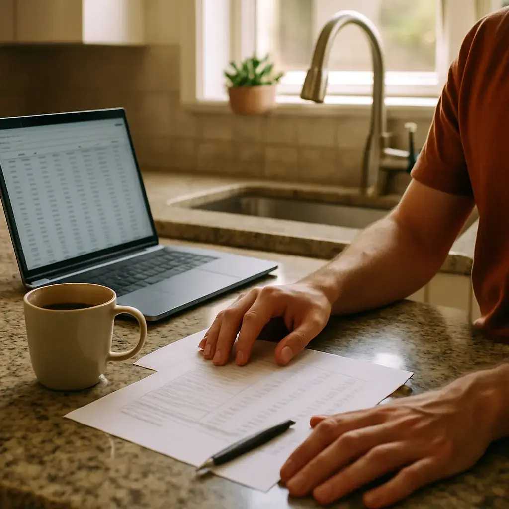ac-system-consultation-pricing-review-sunnyvale-homeowner Homeowner reviews AC system consultation pricing estimate in Sunnyvale kitchen