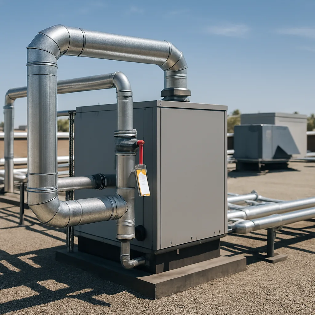 commercial-rooftop-boiler-maintained-sunnyvale Serviced commercial rooftop boiler system after Sunnyvale boiler consultation and inspection