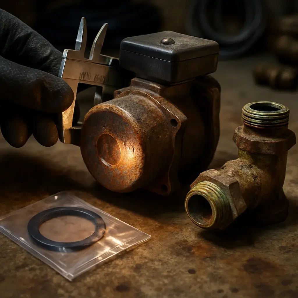 boiler-repair-corroded-circulator-pump-cost-driver-closeup Corroded circulator pump part driving boiler repair cost in Sunnyvale homes