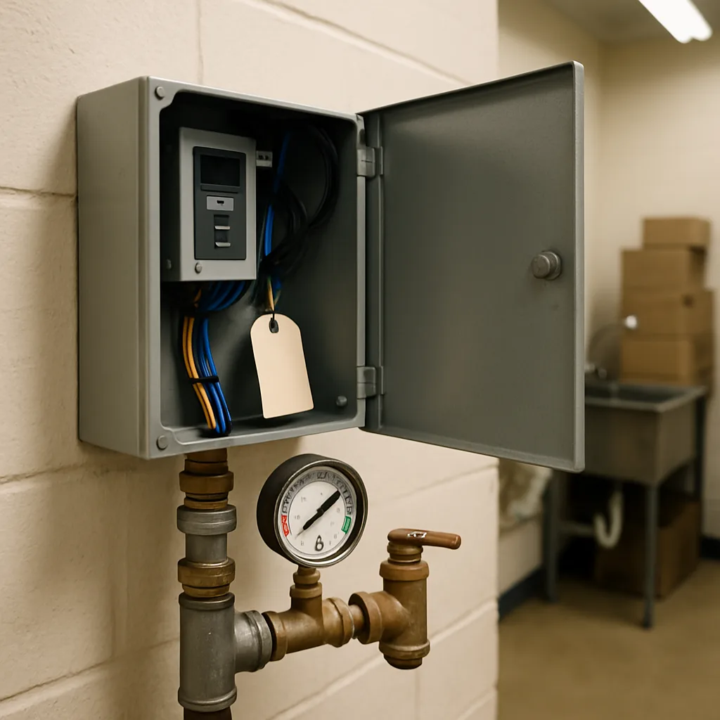 Restaurant boiler panel after completed safety inspection in Sunnyvale utility closet