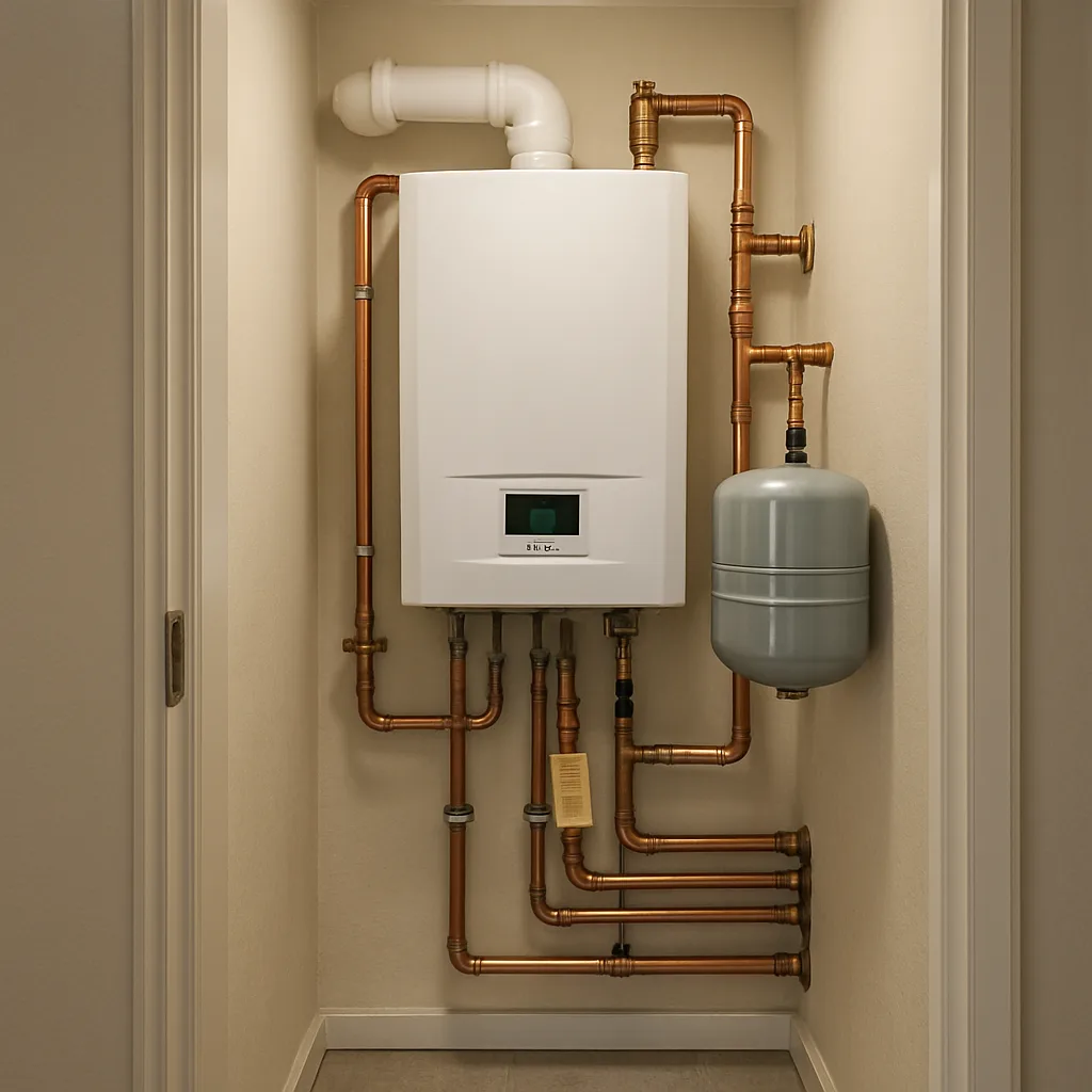 completed-boiler-upgrade-result-sunnyvale-home Completed boiler upgrade with new piping and thermostat in Sunnyvale home