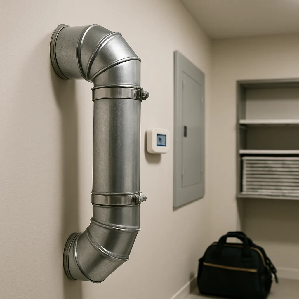 carbon-monoxide-testing-repaired-vent-pipe-sunnyvale Clean furnace vent pipe after carbon monoxide inspection in Sunnyvale
