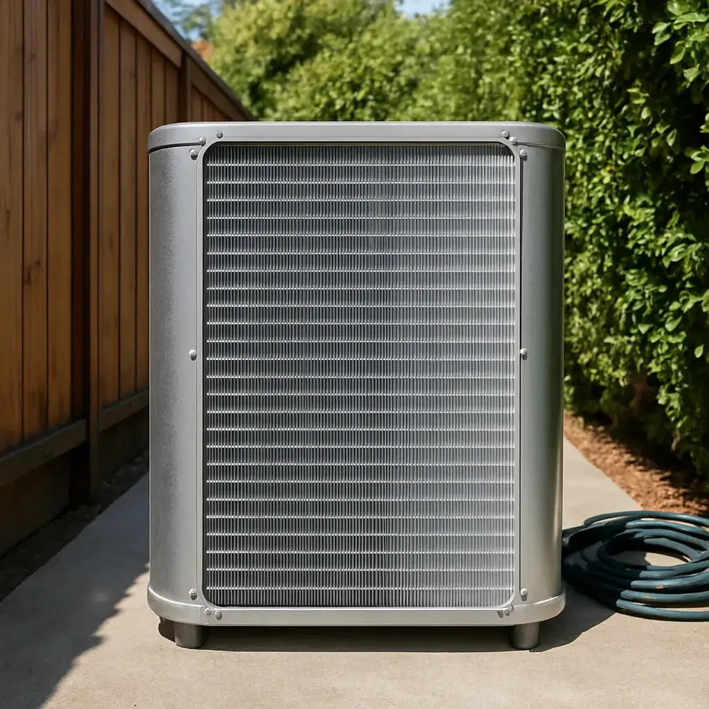 coil-cleaning-clean-condenser-fins-result-sunnyvale Clean straight condenser coil fins after professional coil cleaning service in Sunnyvale