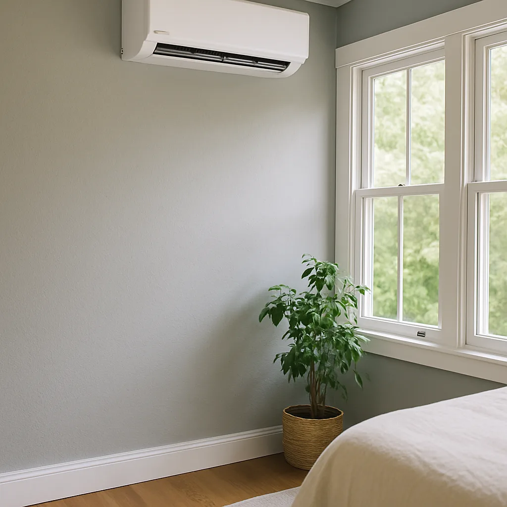 ductless-heating-installation-completed-sunroom-sunnyvale Completed ductless heating unit installed in Sunnyvale sunroom conversion