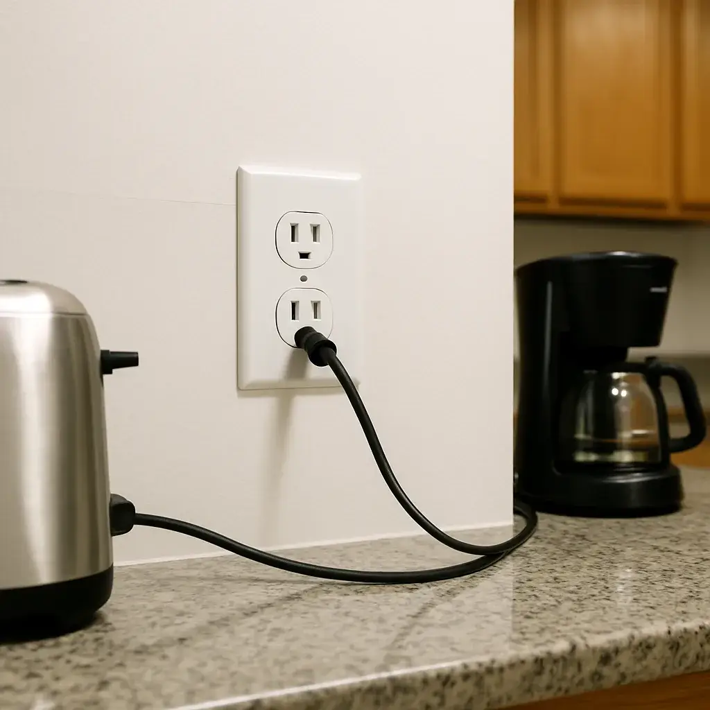 relocated-outlet-finished-kitchen-sunnyvale Finished relocated outlet in Sunnyvale kitchen after electrical service