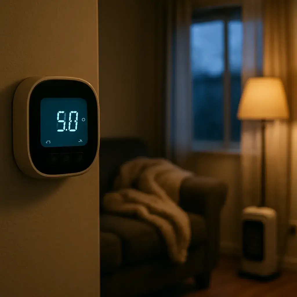 Homeowner notices cold house on thermostat before calling emergency furnace repair Sunnyvale