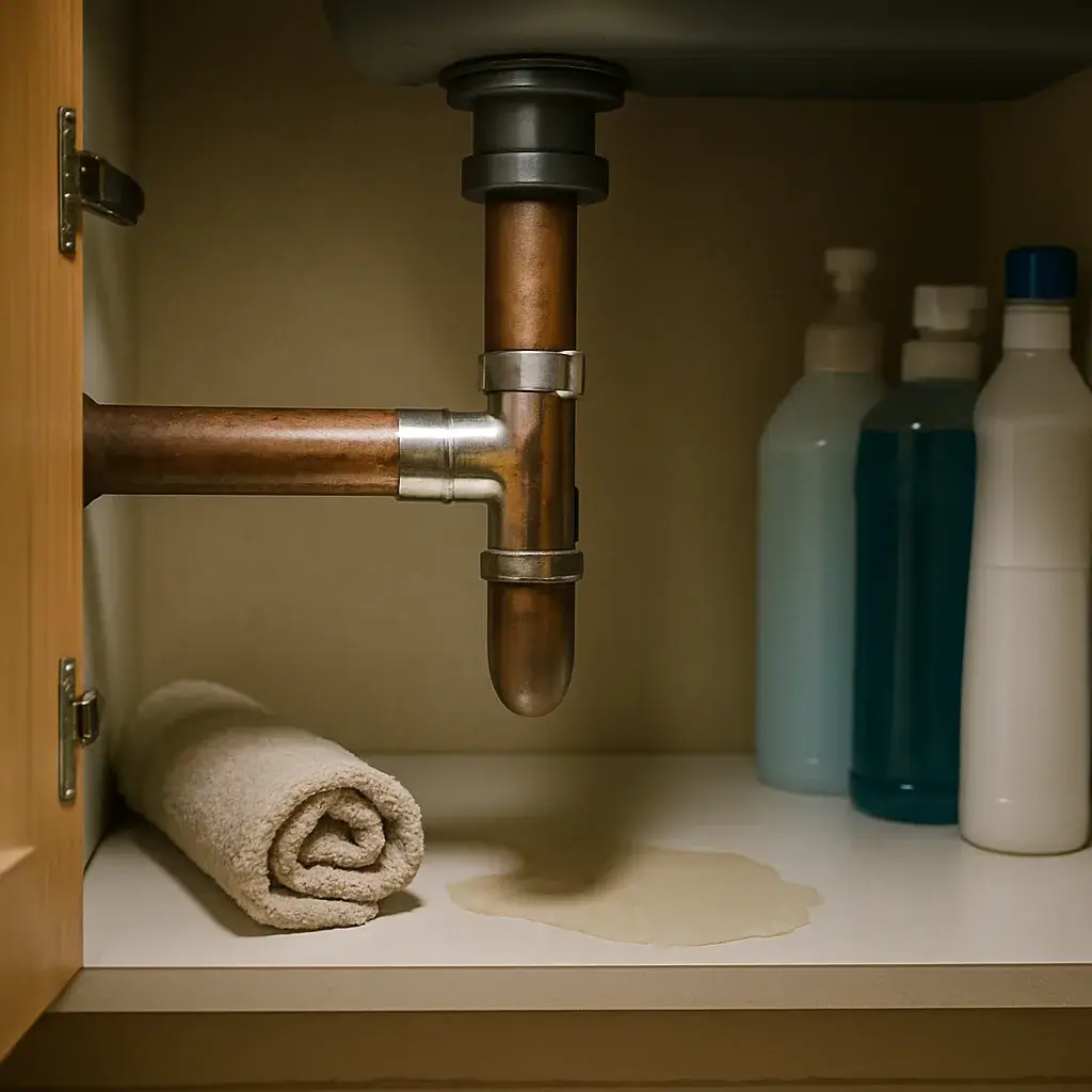 emergency-plumbing-repaired-pipe-joint-sunnyvale Repaired pipe joint shows completed emergency plumbing repair in Sunnyvale home