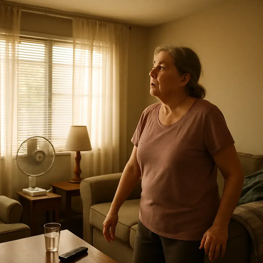 warm-home-ac-emergency-signs-sunnyvale Homeowner feels warm air from vent before calling emergency AC repair in Sunnyvale