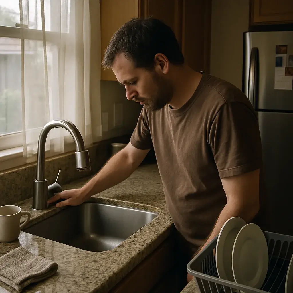 garbage-disposal-repair-homeowner-noticing-issue-sunnyvale Homeowner noticing garbage disposal humming sound in Sunnyvale kitchen sink