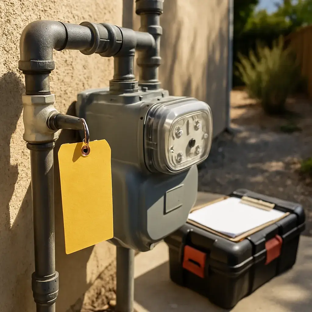 gas-leak-detection-repaired-meter-fitting-sunnyvale Repaired gas meter fitting after gas leak detection service at Sunnyvale residence