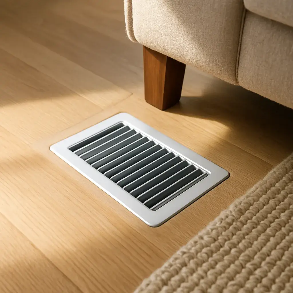 Clean HVAC floor vent after professional duct cleaning service in Sunnyvale