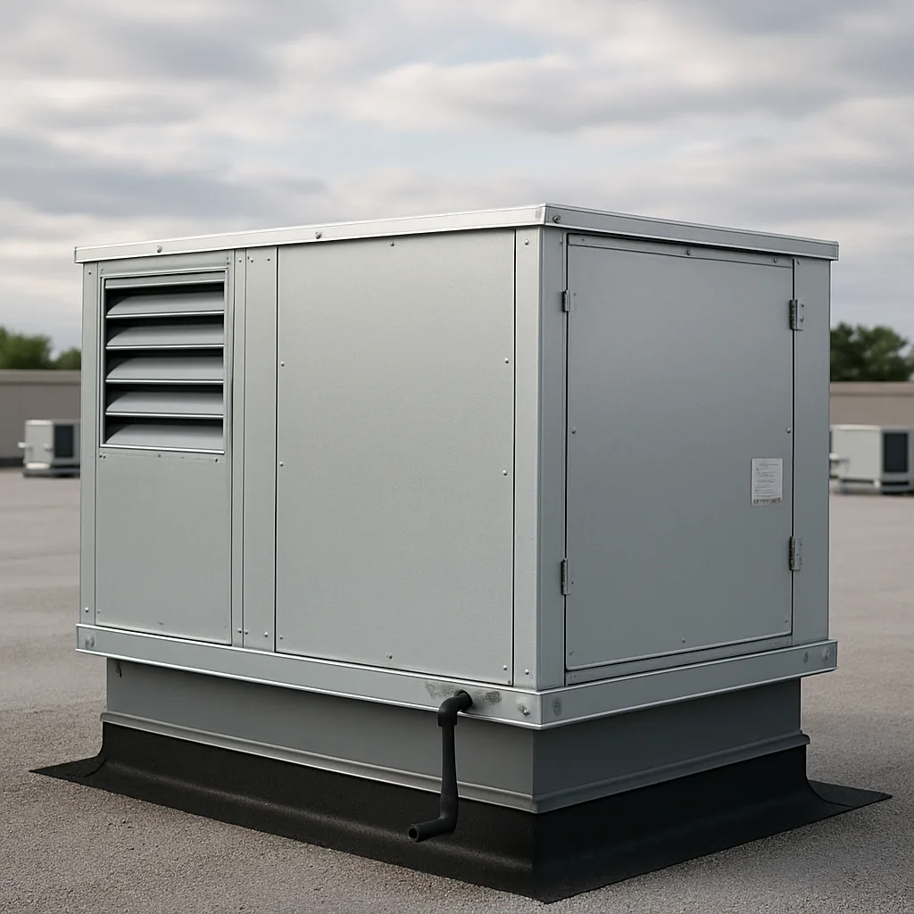 Completed rooftop make-up air unit installed on Sunnyvale commercial building