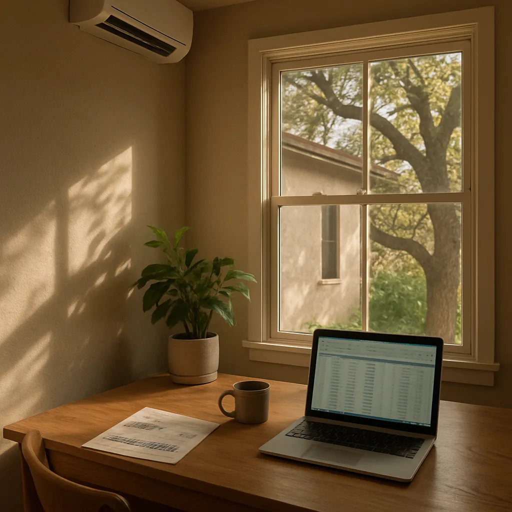 mechanical-system-commissioning-report-review-sunnyvale Homeowner's desk with HVAC commissioning report after Sunnyvale system testing service