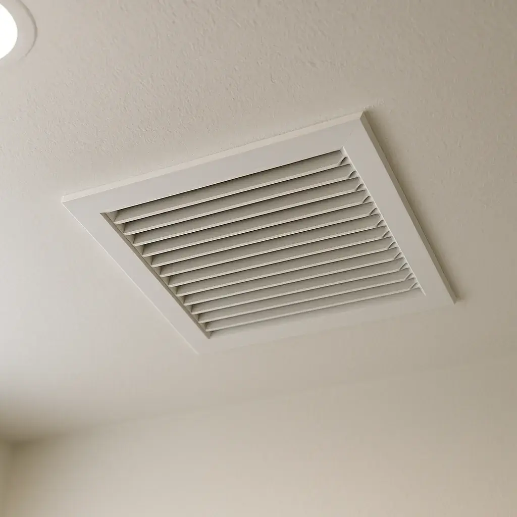 register-grille-cleaning-clean-result-sunnyvale Clean white ceiling register grille after dust removal service in Sunnyvale home