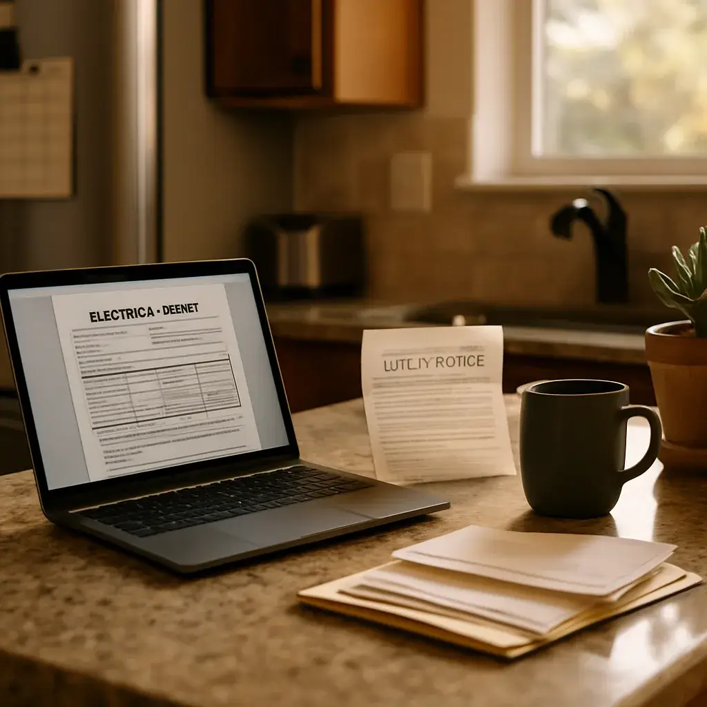 subpanel-installation-permit-review-homeowner-sunnyvale Homeowner reviewing permit papers for subpanel installation project in Sunnyvale