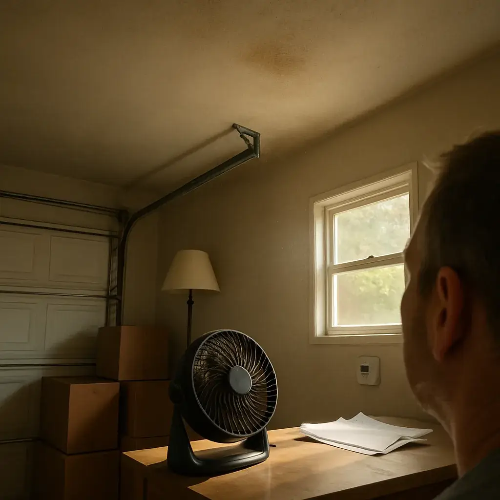 Sunnyvale garage conversion ceiling showing poor airflow before ventilation upgrade