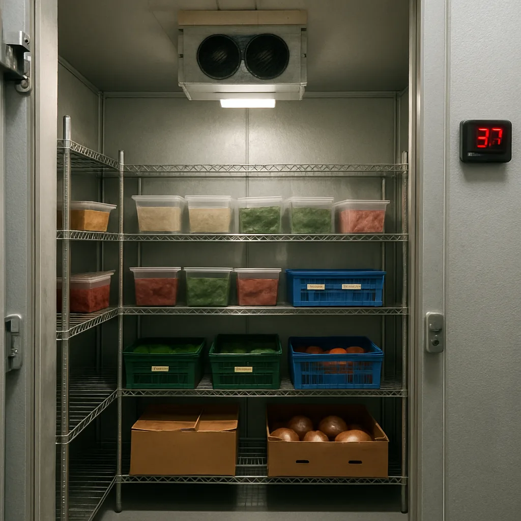 Restored walk-in cooler interior with stable temperature after repair service in Sunnyvale