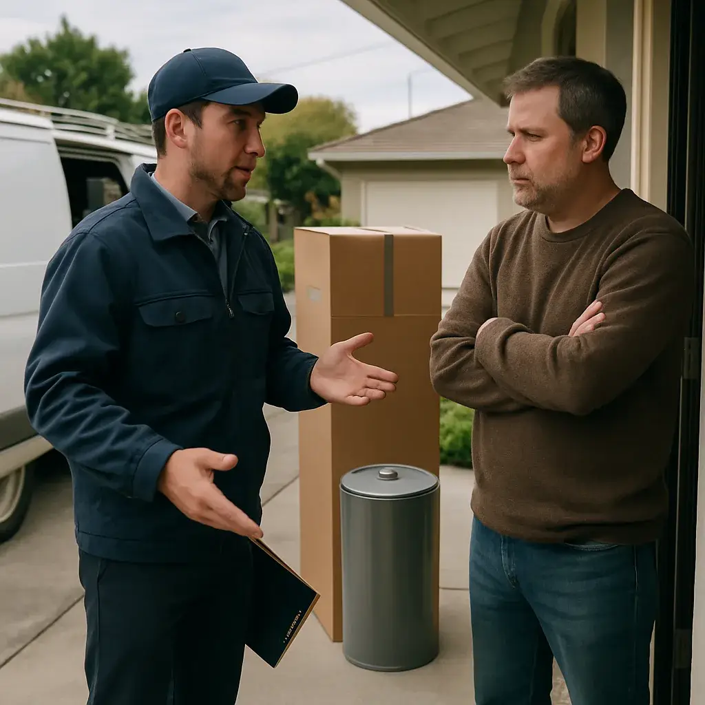 HVAC contractor explains water heater installation limits to Sunnyvale homeowner