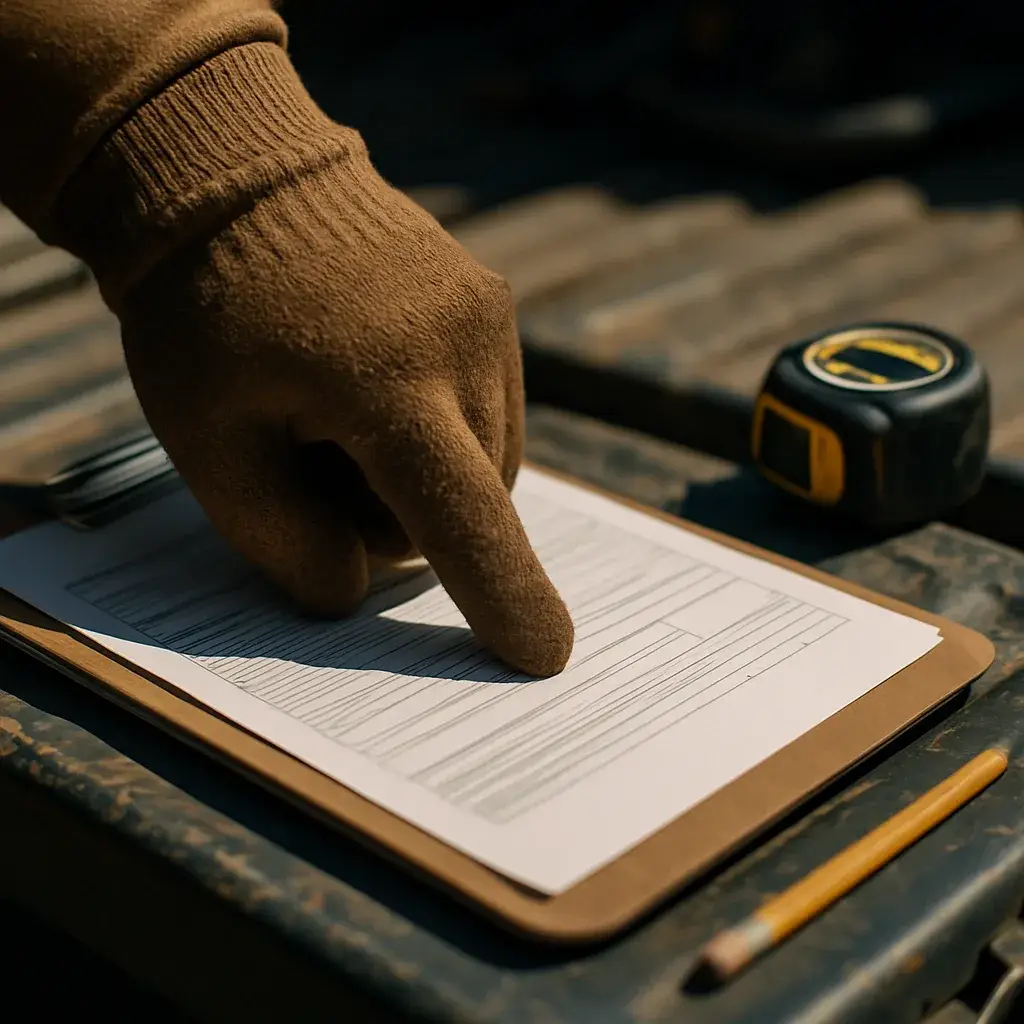 water-heater-installation-permit-requirement-close-up Contractor points to permit form detail during water heater installation review