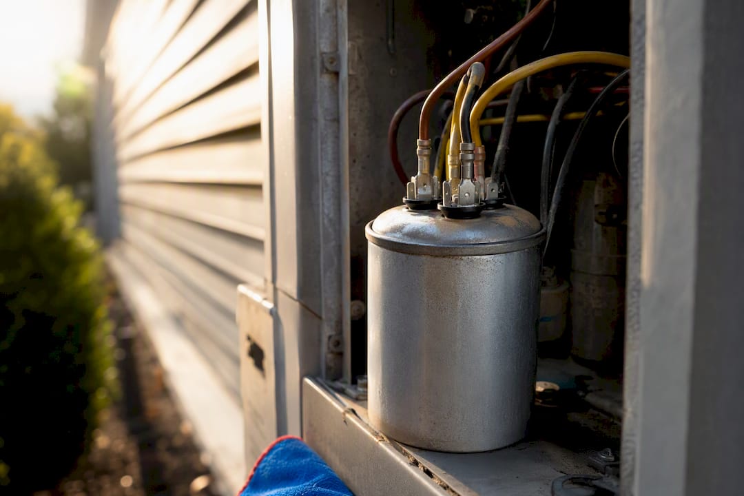 Swollen AC capacitor inside service panel