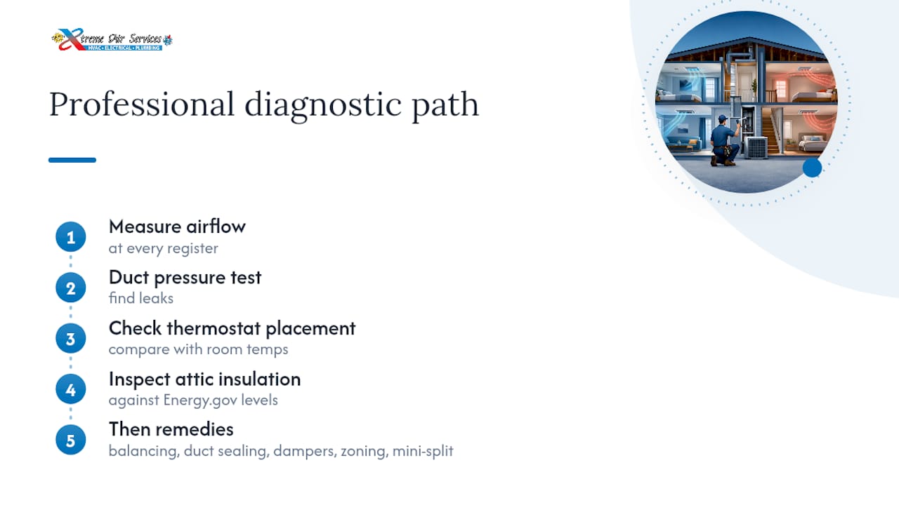 Four-step diagnosis for uneven upstairs cooling