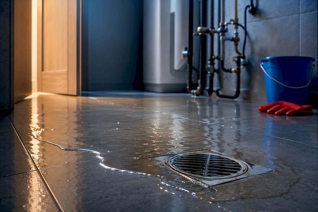 Backed-up residential floor drain