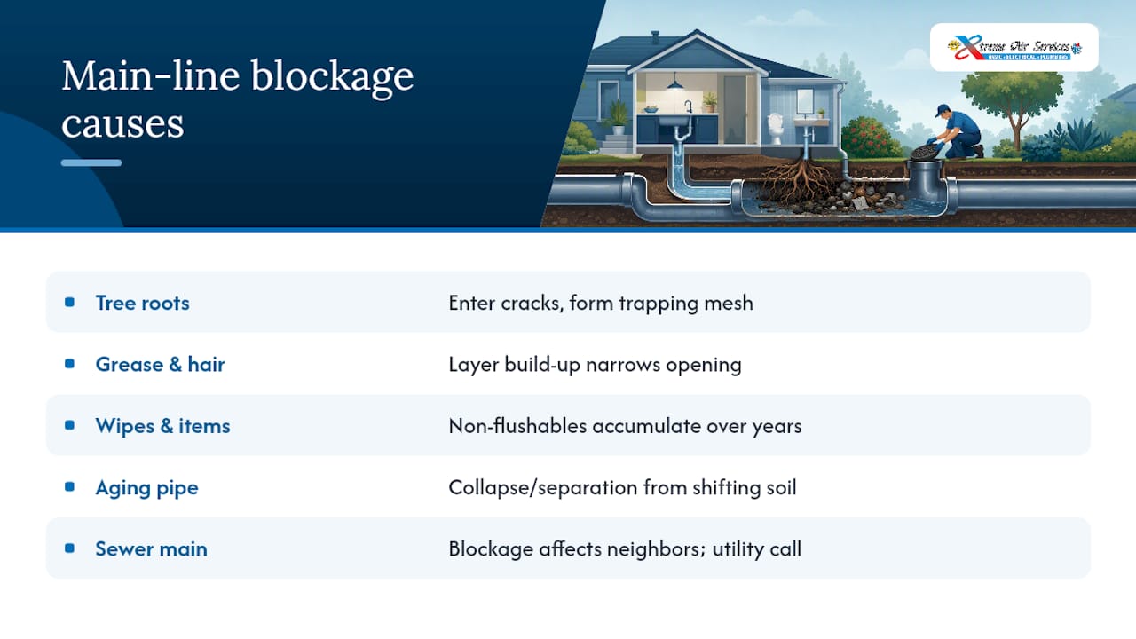 Common causes of main drain clogs