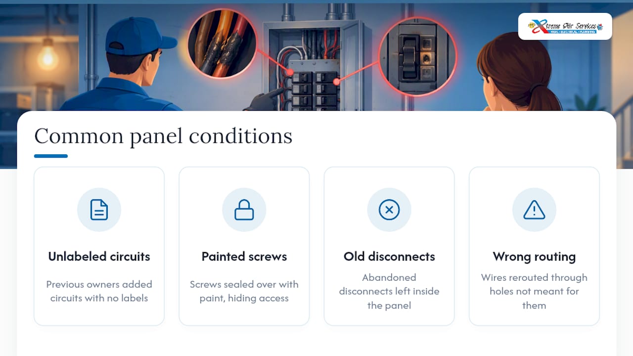 Four electrical panel warning signs