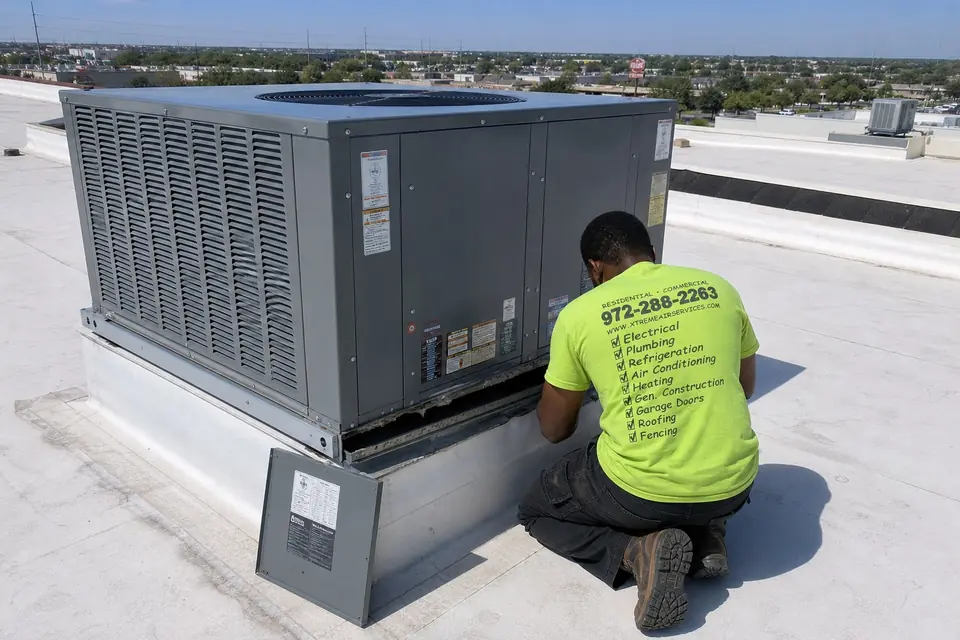 Rooftop Units and Ductwork in Sunnyvale, Sunnyvale, TX Rooftop Units and Ductwork in Sunnyvale, illustrated for Xtreme Air Services in Sunnyvale, TX